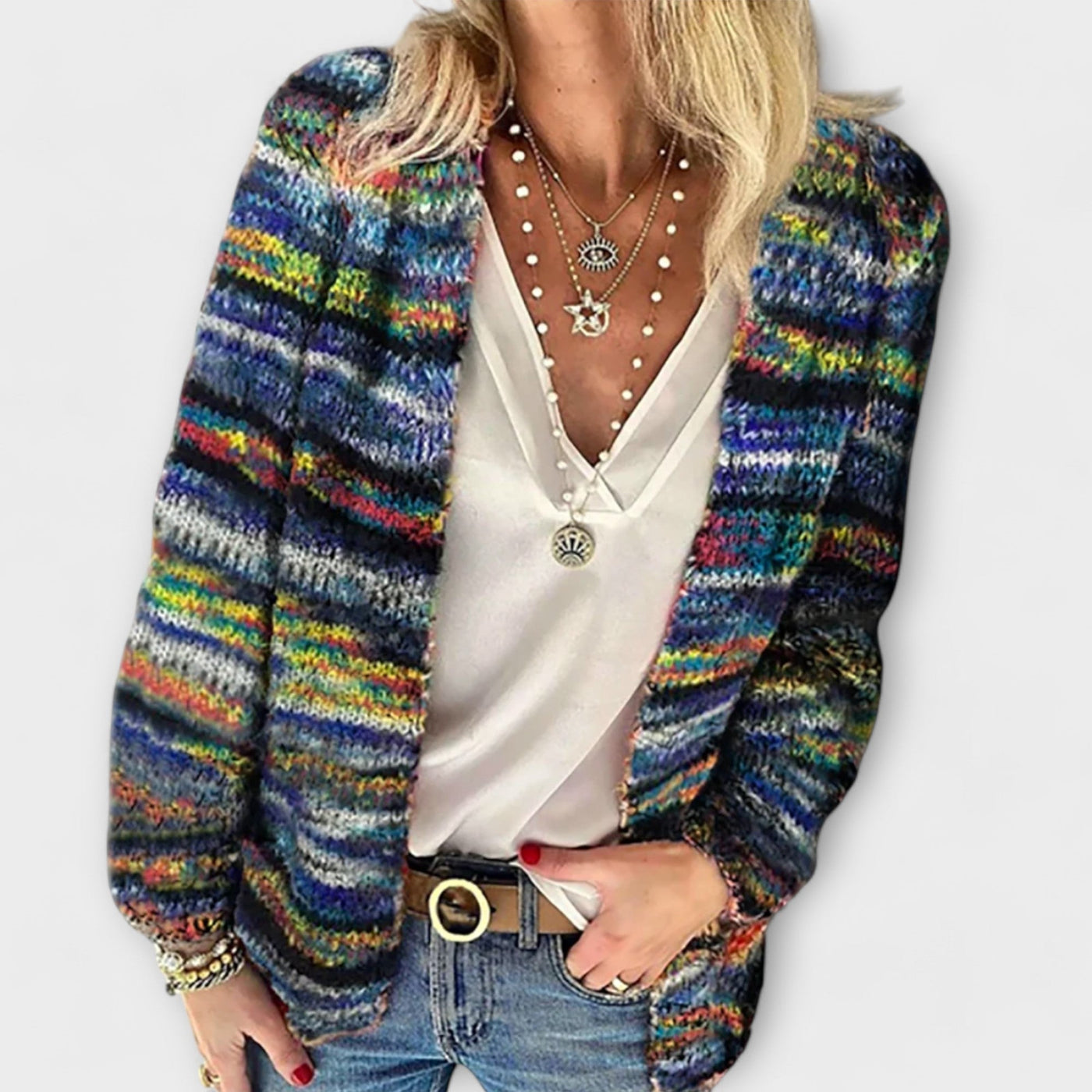 Birgitte - Cardigan en tricot vibrant