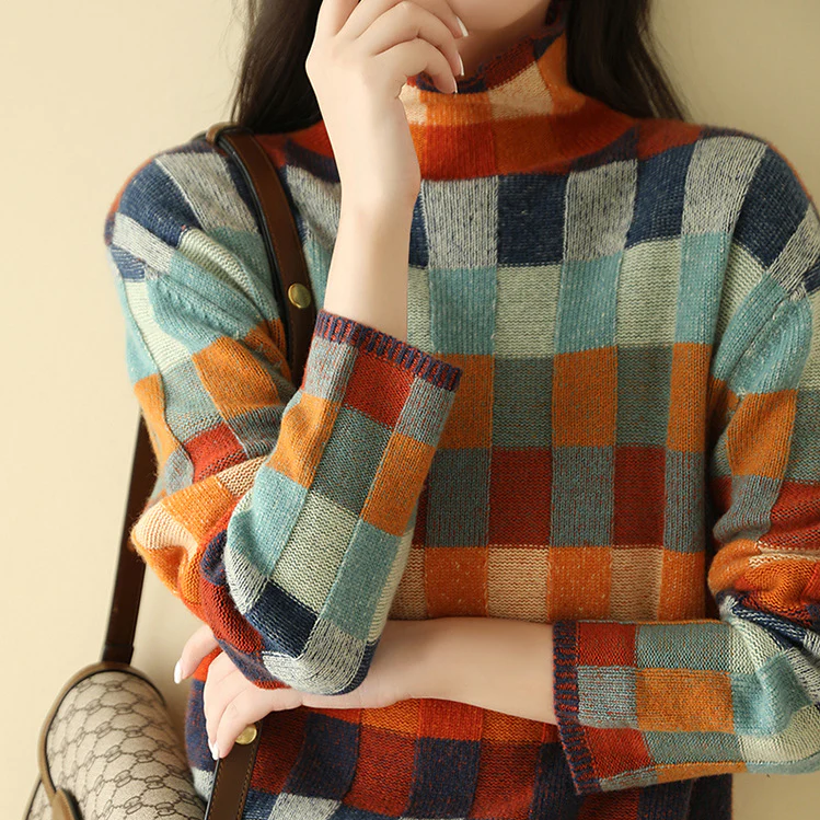 Mabel | Cashmere Patchwork Turtleneck Sweater