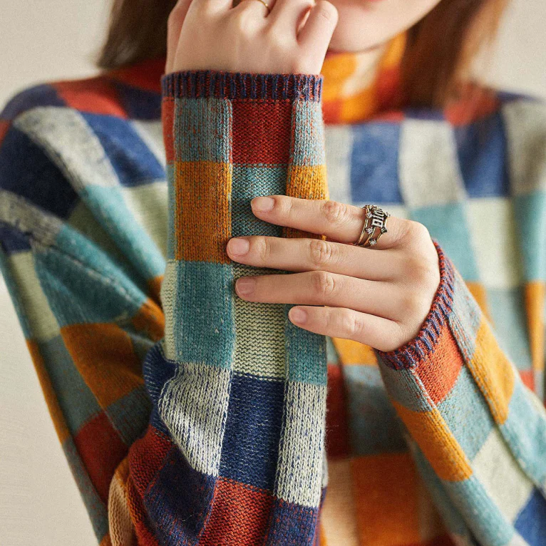 Mabel | Cashmere Patchwork Turtleneck Sweater